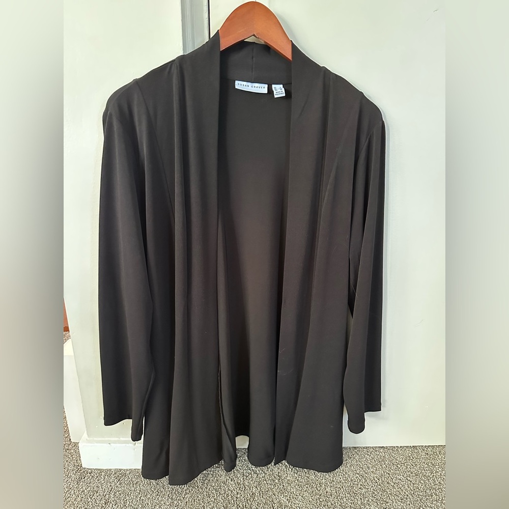 Susan Graver Black Liquid Knit Suit Jacket